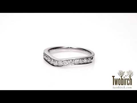 0.25ct. Dainty Curved Round Shared Prong Tracer Band - TwoBirch  TB-CR-0074-WG-E