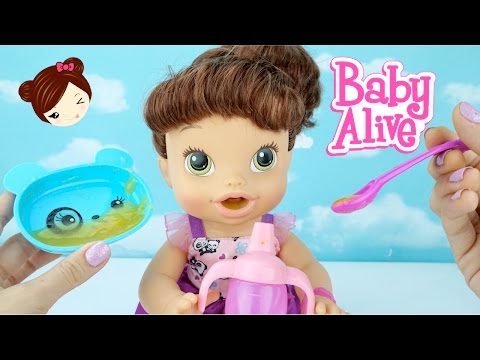 Bebe Alive Come Papilla Hace Pipi y Popo en pañal - Baby Alive Hora de Comer Video