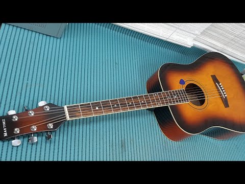 Акустическая гитара Martinez FAW702. Настройка, шлифовка ладов, чистка и смазка колков.