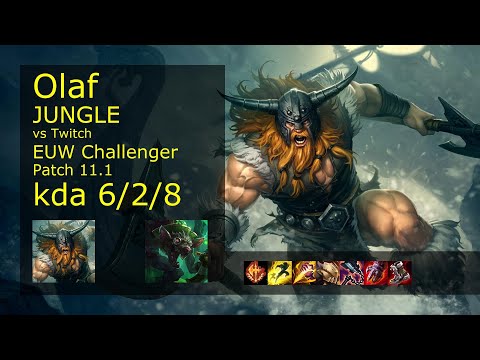 Olaf Jungle vs Twitch - EUW Challenger 6/2/8 Patch 11.1 Gameplay