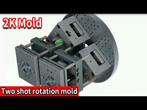 2K injection tool(two-shot rotation mold) animation.