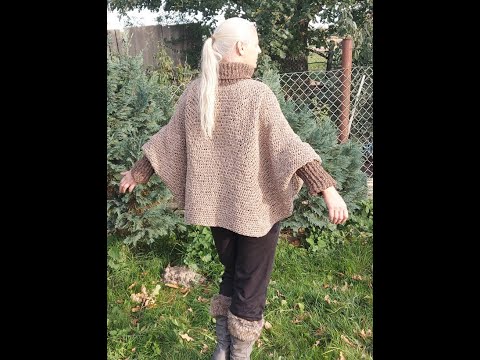 Poncho mit Ärmeln häkeln (Schritt für Schritt)/Anfängerfreundlich