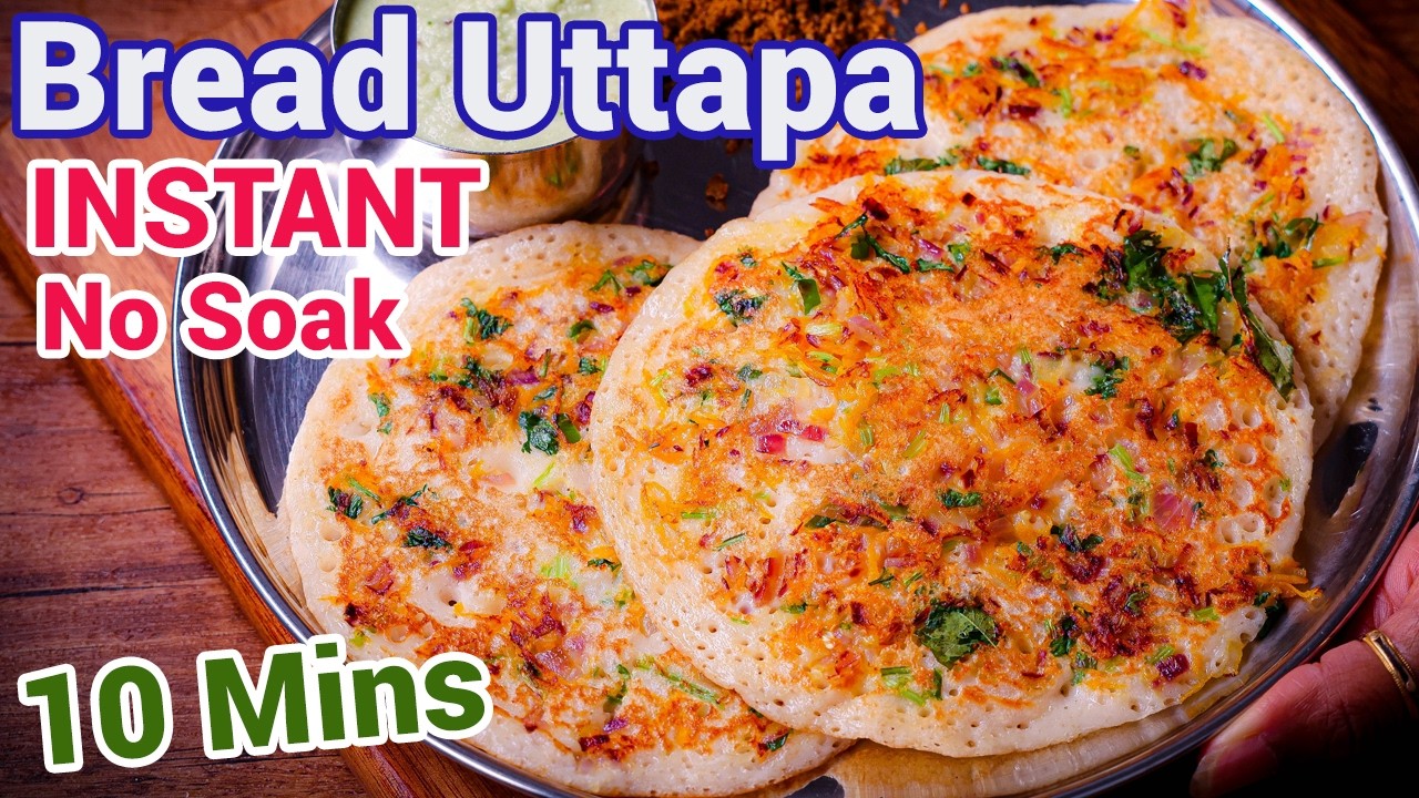 Instant Bread Uttappa 😍🥞 - Vegetable Bread Dosa in Just Mins | Healthy Breakfast with Leftover Bread