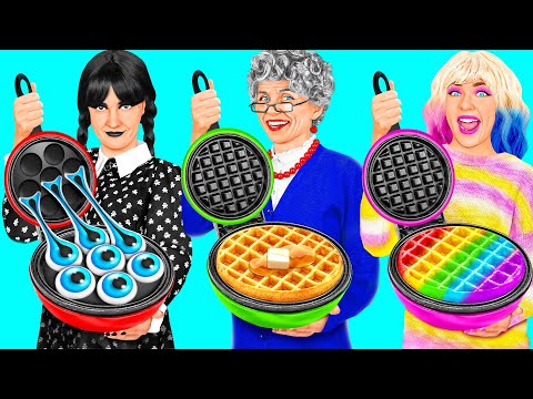Wednesday vs Grandma Cooking Challenge | Kitchen Hacks and Tricks by Fun Fun Challenge