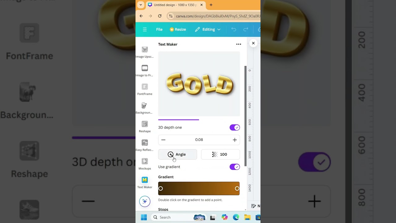 Create 3D Gold Text Effect #canva #tutorial #posterdesign #typography #gold #3d