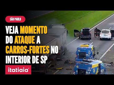 CÂMERAS DE RODOVIA EM SP FLAGRAM MOMENTO DA EXPLOSÃO DE CARROS-FORTES POR CRIMINOSOS