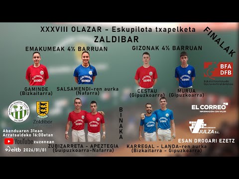 FINALAK - XXXVIII OLAZAR - ESKUPILOTA TXAPELKETA - ZALDIBAR
