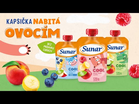 _label_product_video SUNAR Cool ovocná kapsička malina banán jablko 12m+ 120 g - 2+1
