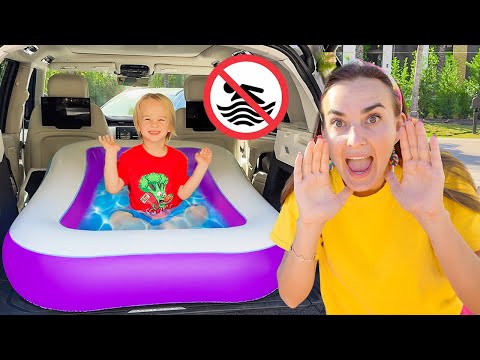 Chris and Mom Inflatable Pool Adventure - funny stories for kids