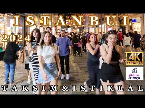 ISTANBUL 4K WALKING TOUR | NIGHTLIFE IN TAKSIM SQUARE & ISTIKLAL STREET | JUNE 2024 | UHD 60FPS