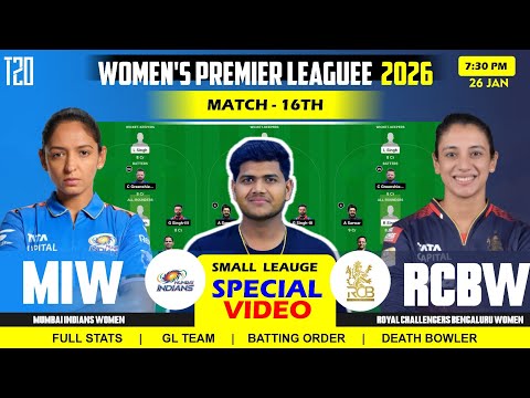 RCB vs MI Dream11, RCB-W vs MI-W Dream11 Team , RCB Women vs Mumbai Women 16TH WPL Match