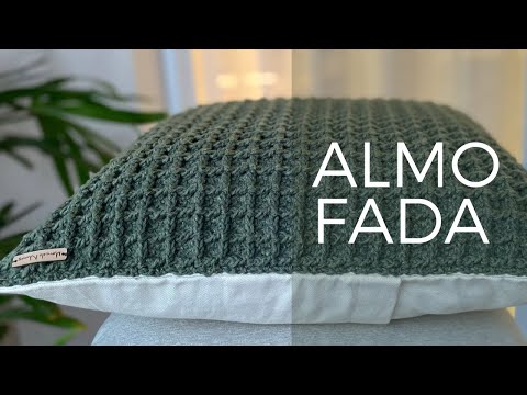ALMOFADA EM CROCHÊ - Fundo em tecido, com costura a mão, simples e fácil de fazer - ALMOFADA WAFFLE