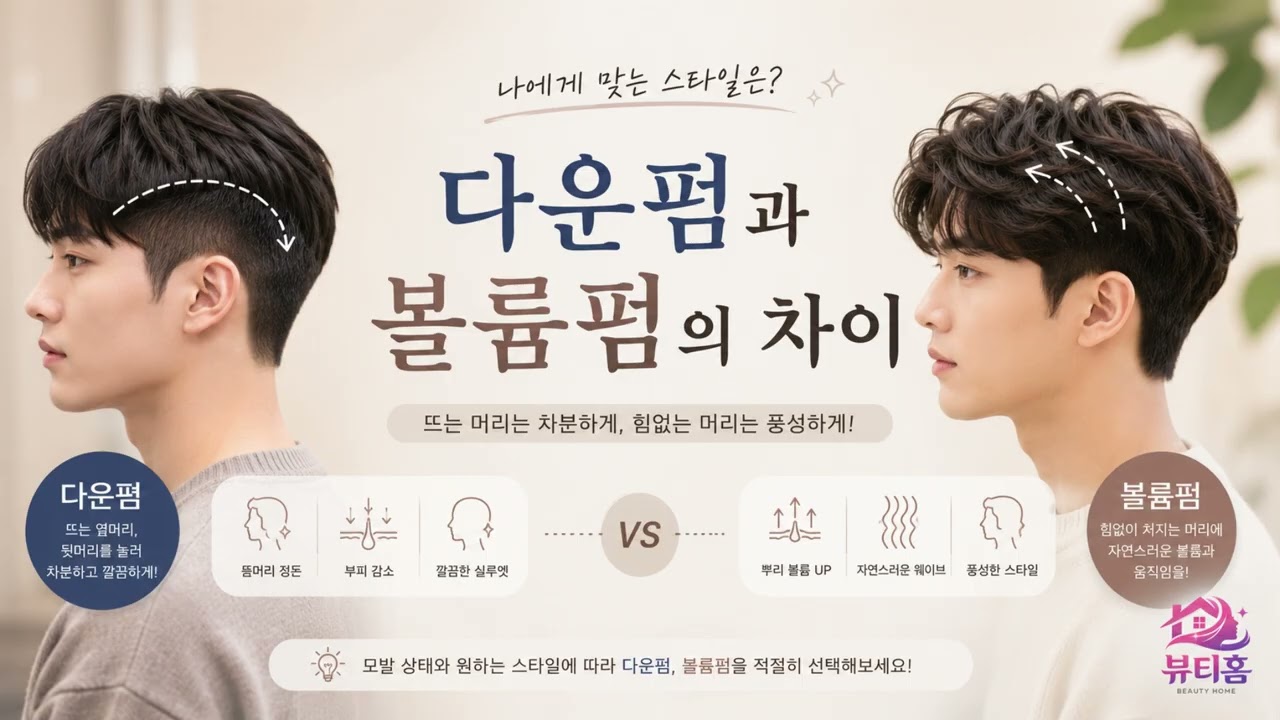 다운펌과 볼륨펌의 차이, 어떤 펌을 해야 할까요?