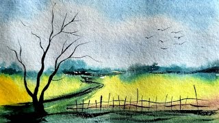 Simple and Easy Landscape in watercolor | Paint with david |