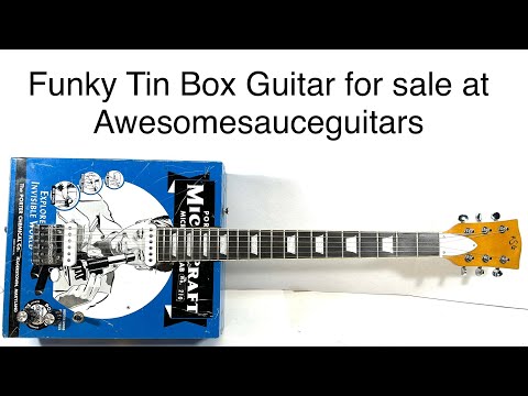 Awesomesauceguitars electric guitar made from a vintage microscope box Diddley Bo cigarbox guitar The Boxcaster 2026 - Blue box image 12