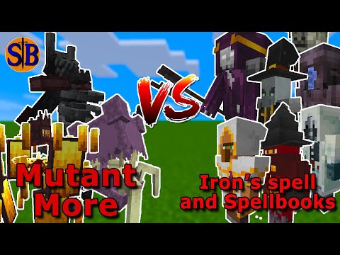 Mutant More Team vs Iron's Spell and Spellbook's Mobs | Minecraft Mob Battle