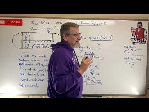 Mechanics of Materials: Exam 2, Problem 5, Thin Walled Pressure Vessel Example