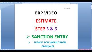 ERP Estimate sanction entry submit for work order Approval