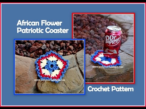 How To Crochet an African Flower Patriotic Coaster