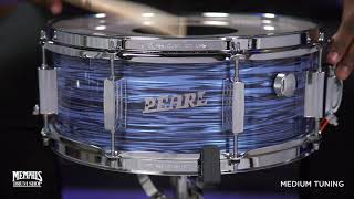 Video thumbnail for Pearl 14x5.5 President Series Deluxe Snare Drum - Ocean Ripple (PSD1455SE-C767) by Memphis Drum Shop