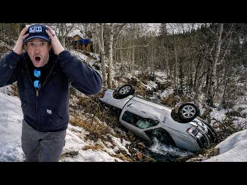 BIG WINTER CRASH!!! F-150 UPSIDE DOWN IN A CREEK