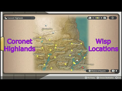Pokémon Legends: Arceus - Coronet Highlands: All 20 Wisp Locations