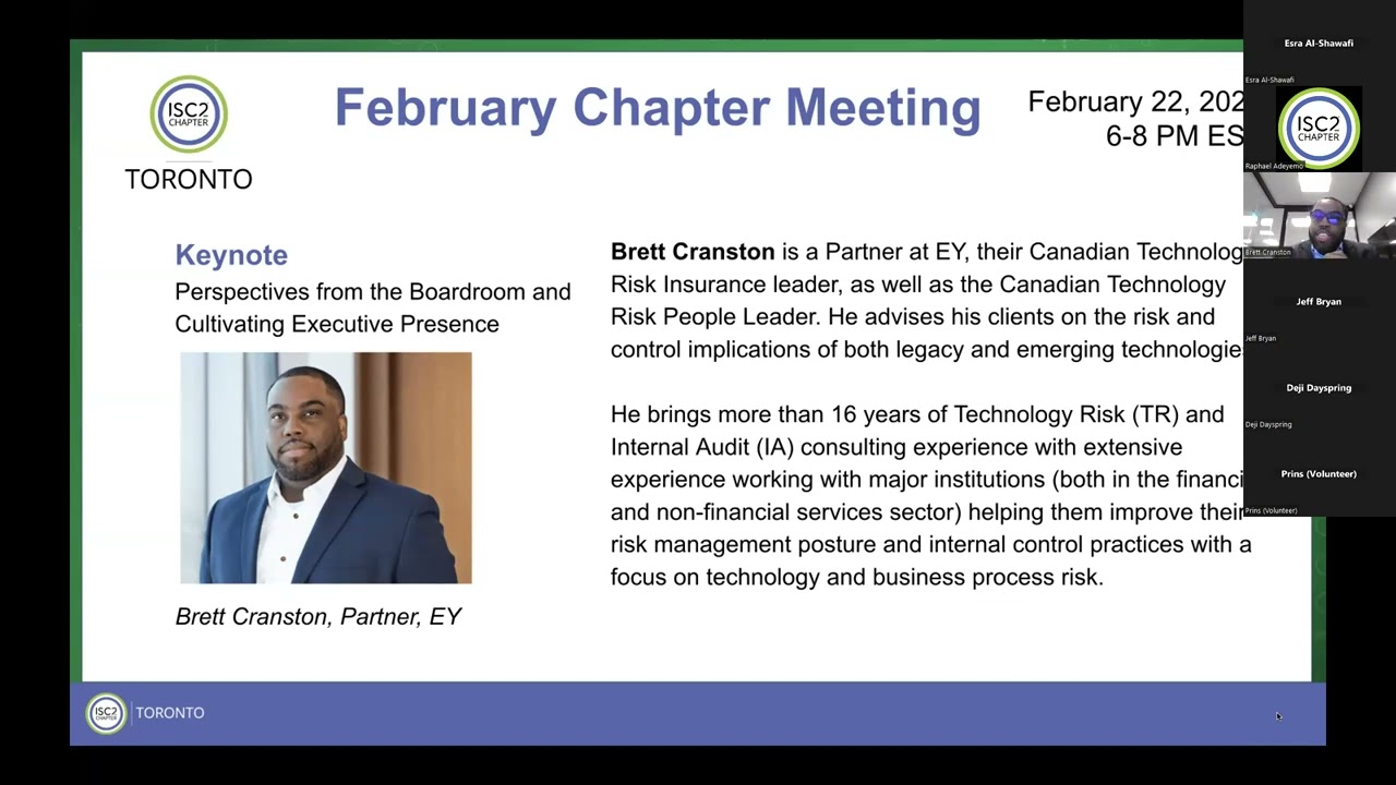 Perspectives from the Boardroom and Cultivating Executive Presence - ISC2 Toronto Chapter.