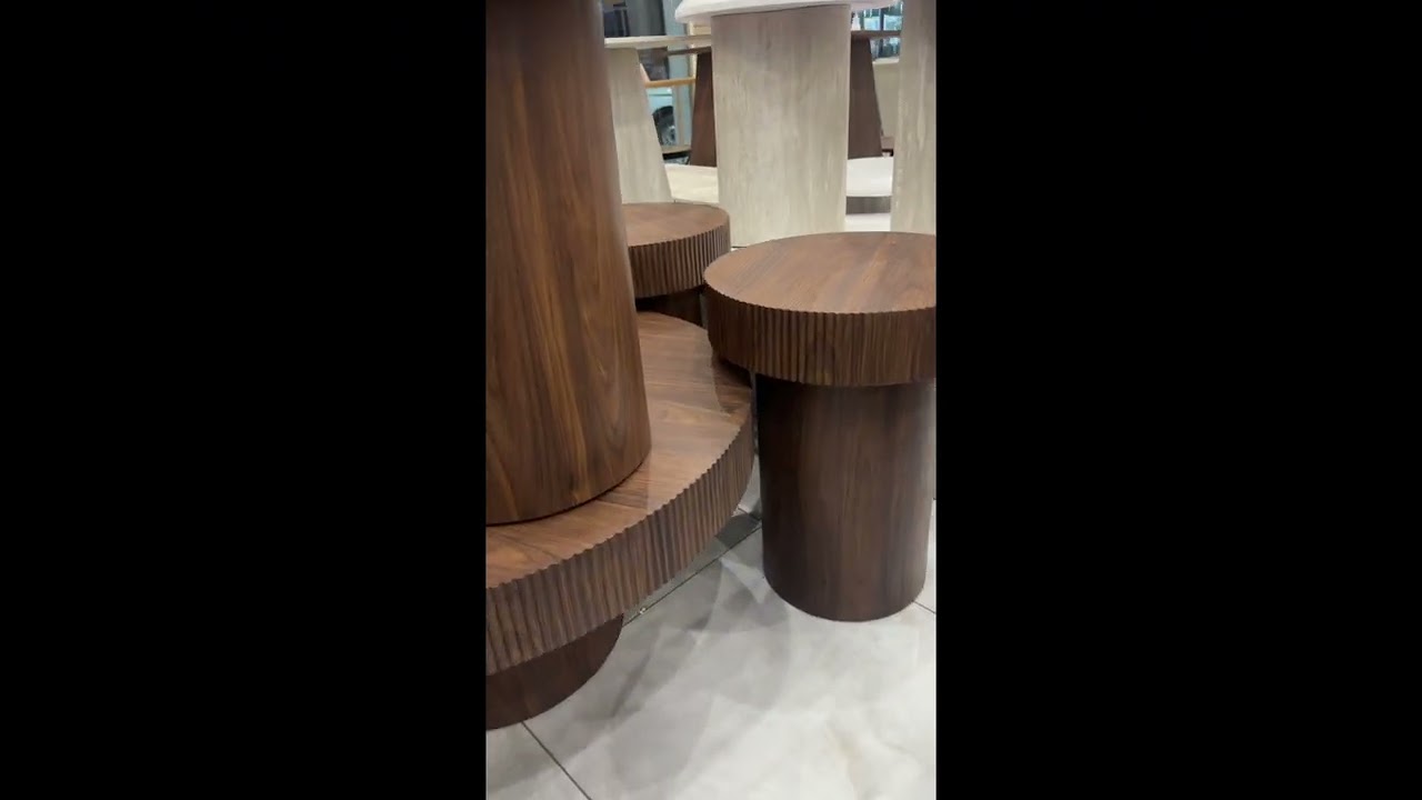  طقم طاولات شاي خشبي بتصميم عصري مكون من 5 قطع – لون جوز 