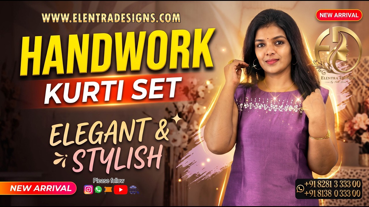 Elegant Crape Silk Handwork Kurti Set ✨ | Daily & Occasion Wear | Elentra Designs #kurtiset