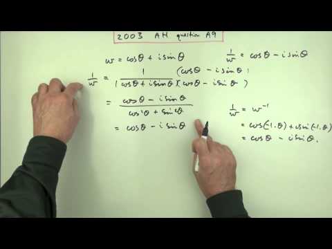 Complex numbers and trig identities.  2003 SQA AH Maths A9