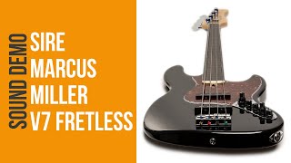 Video thumbnail for Sire Marcus Miller V7 Alder 2nd Gen Fretless - Sound Demo (no talking) by Bass Bonedo