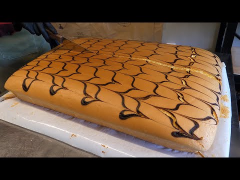 giant cheese jiggly cake, tiger cake - korean street food