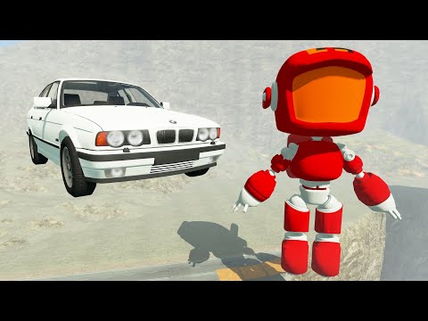 Crazy Cars Jumping with a Giant Spinning Robot - BeamNG Drive | Foolish Driver