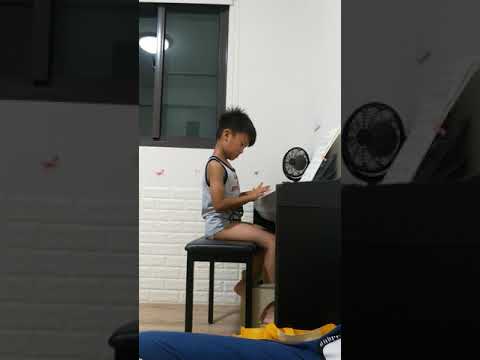 Boy playing the piano and crashing in underwear