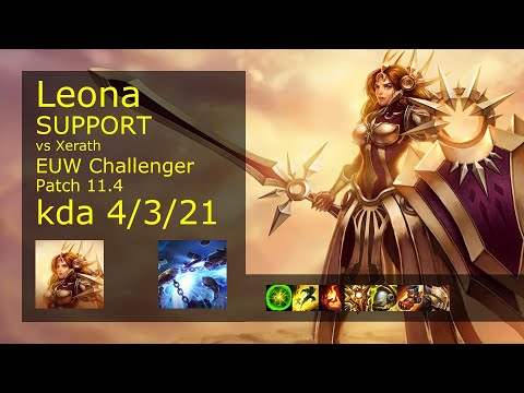 Leona Support vs Xerath - EUW Challenger 4/3/21 Patch 11.4 Gameplay