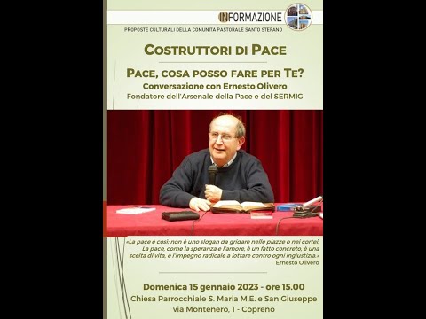 Costruttori di pace: incontro con Ernesto Olivero fondatore dell'Arsenale della Pace