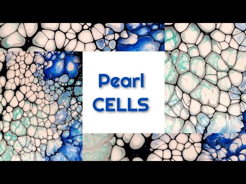 #124 ONE PUDDLE POUR - Pearl Pour With Satin Enamel And Blue Sapphire And Turquoisegreen - Fluid Art