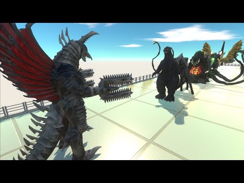 GIGAN FINAL WARS VS GHIDORAH & ALL GODZILLA LAVA DEATH FALL - Animal Revolt Battle Simulator