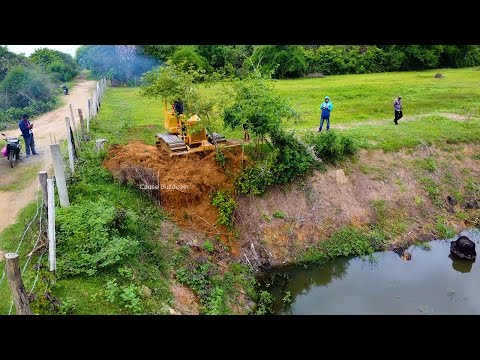 Late Start New Project Landfill Delete Pond Day1 Complete by KOMATSU Dozer D31 with dump truck