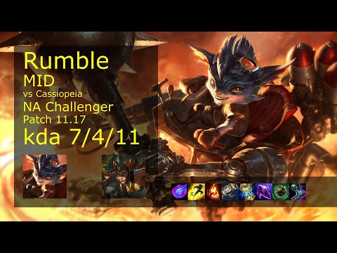 Rumble Mid vs Cassiopeia - NA Challenger 7/4/11 Patch 11.17 Gameplay