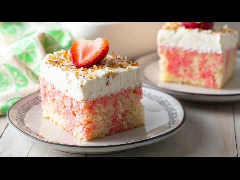 Strawberry- Colada Jello Poke Cake Recipe