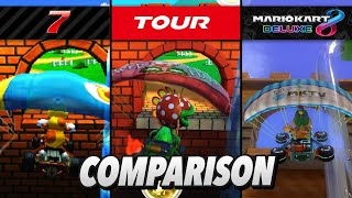 Mario Kart: Piranha Plant Slide Graphics Comparison! (Tour vs Mario Kart 8 & MK7)