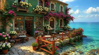Seaside Cafe Ambience - Bossa Nova Music with Ocean Wave Sounds for Work, Study & Stress Relief🍀