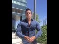 Flexing muscles in the STREET with a tight shirt. PECS BOUNCING