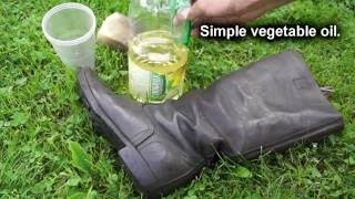 How to soften leather TEST How care old dry leather Soviet boots with vegetable oil
