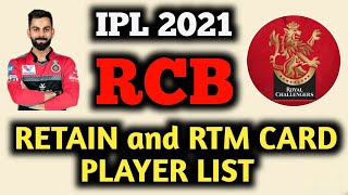 IPL 2021 - Royal Challengers Bangalore (RCB) Retain Player list | RCB RTM CARD player| ipl auction
