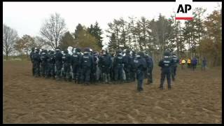 Scuffles between police and activists over train carrying nuclear waste