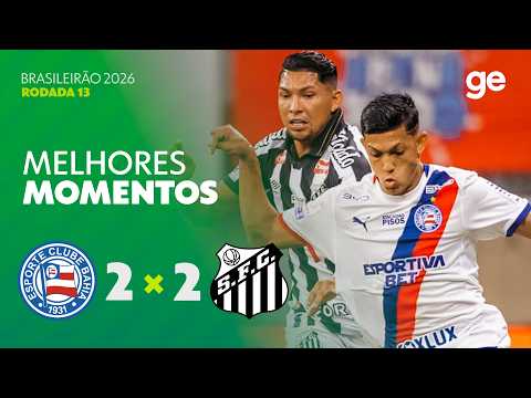 Gols e lances de Bahia x Santos