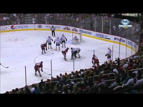 Paul Gaustad wrist shot goal 4-2 Nashville Predators vs Phoenix Coyotes 10/31/13 NHL Hockey.
