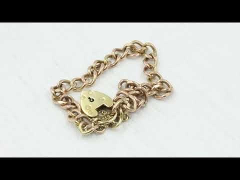 9ct Rose Gold Charm Bracelet with Heart Clip 7 Inch 15.5g - 1545017